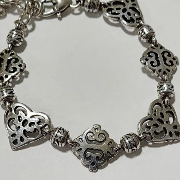 BRIGHTON retired Geneva heart silver plated pink‎ bracelet - Picture 3 of 5